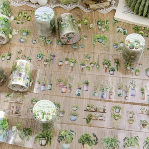 Nastro PET Hanging Plant per scrapbooking con illustrazioni botaniche verdi naturali