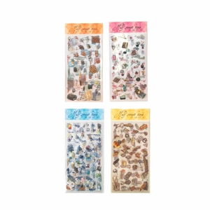 Set of four color-themed decorative PET stickers for DIY scrapbooking and planners