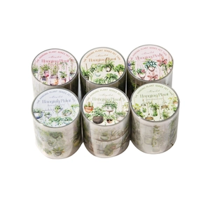 Set di 6 nastri decorativi in PET con disegni di piante pensili per scrapbooking e DIY