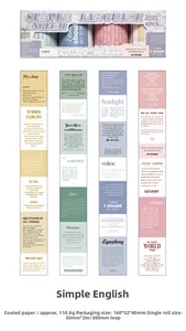 Detail of four retro English letter paper tapes with artistic poetry and floral designs