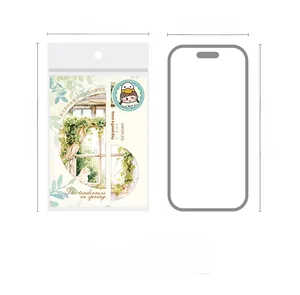 Garden theme PET stickers pack showing 10 pieces with iPhone 15 for size reference