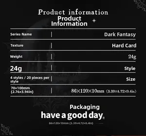 Detail view of Dark Fantasy gothic stationery card specifications and product dimensions
