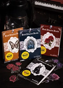 Gothic Dark Illusion sticker set featuring vintage butterfly and rose designs in gift packaging
