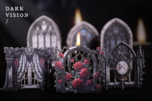 Gothic Dark Vision stickers featuring red roses, iron chains and retro window frames