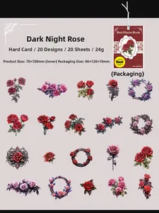 Vintage dark rose gothic card set for journaling, featuring 20 unique floral designs