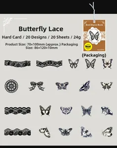 Macro detail of gothic black lace butterfly stickers for scrapbooking decorations