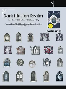 Set of 20 vintage gothic window and door cardstock stickers for journal decor