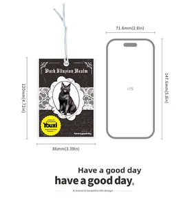 Size comparison of Dark Illusion gothic stickers measuring 86mm by 120mm next to a phone