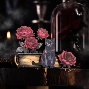 Gothic Vintage Stickers Dark Illusion Realm Theme For Scrapbooking Journaling Decoration Black Cat Red Rose Butterfly Art Decals