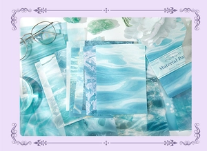 Künstlerisches Materialpapier mit blau-grünem Wasserwellenmuster für DIY-Journaling