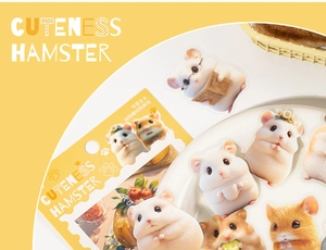 Vista macro de pegatinas de hámsters adorables con varias poses para scrapbooking