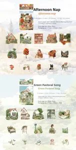 Détails des autocollants décoratifs en PET Afternoon Nap et Green Pastoral sur la nature