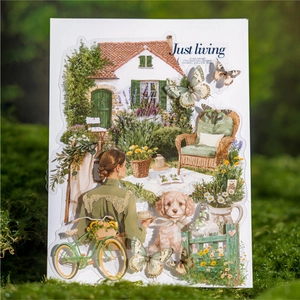 Pack d'Autocollants Vintage en PET Série Field Life Landscape Stickers Décoratifs DIY pour Scrapbooking et Journaling