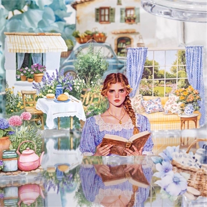 Autocollants PET vintage vie à la campagne avec motifs de fille et chalet pour scrapbooking