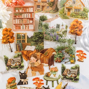 Set d'autocollants PET avec paysages d'automne et scènes de nature pour scrapbooking