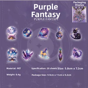 Λεπτομέρεια από αυτοκόλλητα PET Purple Fantasy με κρυστάλλινες σφαίρες και μοτίβα