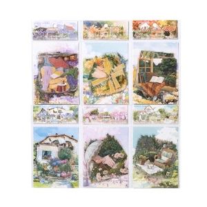 Lot de 6 packs d'autocollants PET paysages champêtres pour scrapbooking, 30 pièces fleurs