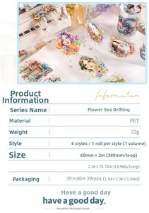 Detailed PET decorative tape with floral and girl motifs on a piano for journaling