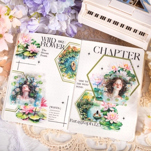 Floral PET tape for scrapbooking featuring hand-drawn flowers and vintage illustrations