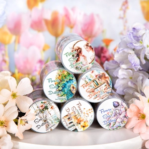 Flower Sea Drifting decorative PET tape set featuring floral and scenery illustrations