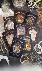 Detail of vintage embossed collage cards with classical frame patterns for DIY scrapbooking