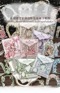 Detailed view of 10-piece floral hollow window frame stickers for DIY scrapbooking decor