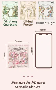 Size comparison of decorative floral frame stickers with dimensions for crafting