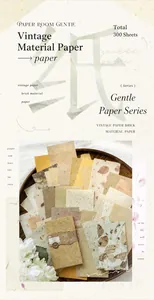 Vista detallada de 300 hojas de papel vintage con texturas para scrapbooking y manualidades