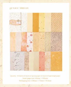 Vista macro de hojas de papel decorativo vintage con texturas amarillas y naranjas