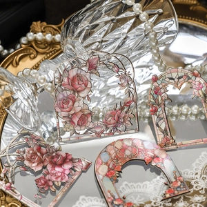 Elegant rose floral hollow window stickers for DIY journaling decoration on mirror tray