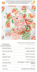 Waterproof PET stickers featuring watermelon diary theme for journal scrapbooking