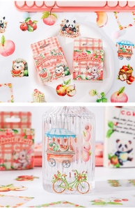 Botanical floral stickers applied on glass bottle with decorative gift box set