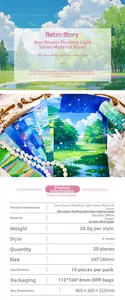 Vista detallada de papel scrapbooking Retro Story con motivos de paisajes de ensueño