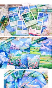 Vista detallada de papel decorativo de paisajes naturales para manualidades y diarios