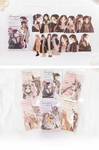 Detail of vintage fashion girl stickers with 30 pieces for scrapbooking and DIY
