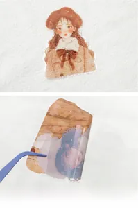 Detail of waterproof PET decorative stickers showing high transparency and water resistance