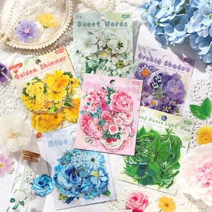 Vintage Floral PET Waterproof Sticker Set Plant Bakery Theme Decorative Decals For Scrapbooking Journaling DIY Crafts
