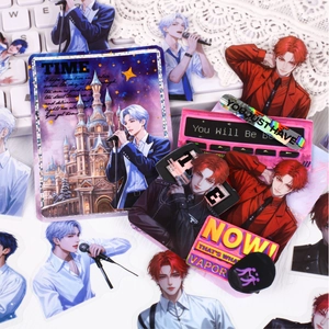 Retro anime boy sticker set with 20 pieces for DIY scrapbooking and journal decoration