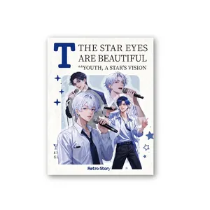 Retro-Story anime boy idols sticker pack featuring youth-themed group stage illustration