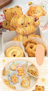 Detail of cute animal cookie-shaped sticky notes for scrapbooking with 30 sheets