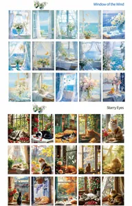 Detailed grid view of Window and Starry Eyes series DIY scrapbooking paper designs