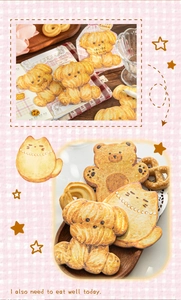 Detail of cute cookie-shaped animal stickers for DIY scrapbooking and planners