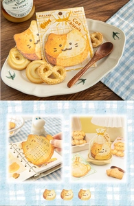 Macro view of cute cat biscuit-shaped sticky notes for DIY scrapbooking and decoration