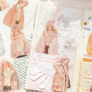Vintage PET stickers featuring girl characters for DIY journaling and scrapbooking projects