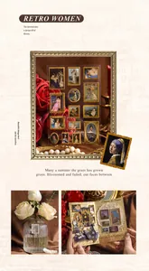 Close-up of retro museum series 3D stickers featuring classic oil painting portraits