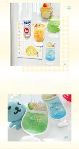Macro detail of watercolor animal stickers featuring summer desserts and ice cream