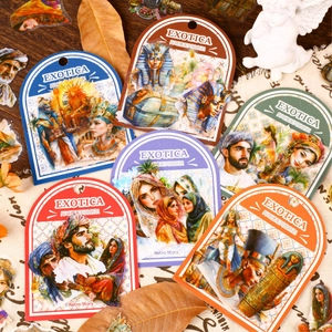 Adesivi vintage Retro Story con 30 fogli di motivi culturali esotici per scrapbooking