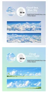 Detail of Cloud Theme washi tape with blue sky patterns and dimensions shown