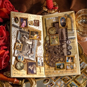 Set d'autocollants 3D de musée vintage avec peintures miniatures et cadres