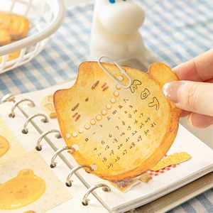 Cat-shaped cookie style calendar card with metal clip for DIY scrapbooking decor